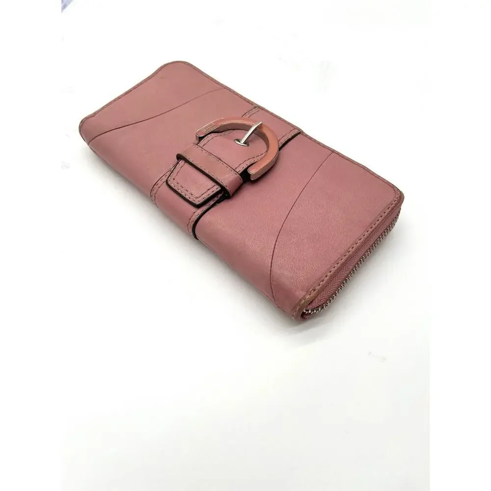 COACH SOHO Buckle Y2K Vintage Wallet, Leather Dusty Rose Pink